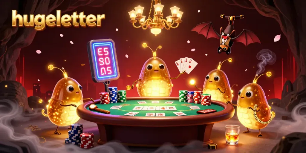 Win big with hugeletter's 3D glowworms lighting up casino by showcasing bioluminescent delights.