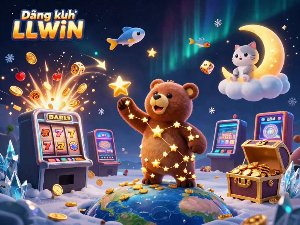 Experience the magic of Đăng ký LLWIN with vibrant casino elements and whimsical characters.