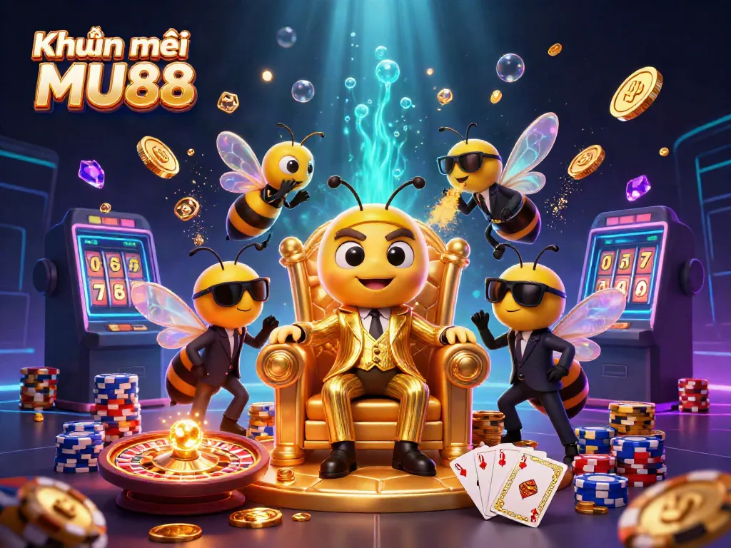Engage with Khuyến mãi MU88 through this vibrant 3D casino scene featuring unique characters and dynamic gameplay elements.