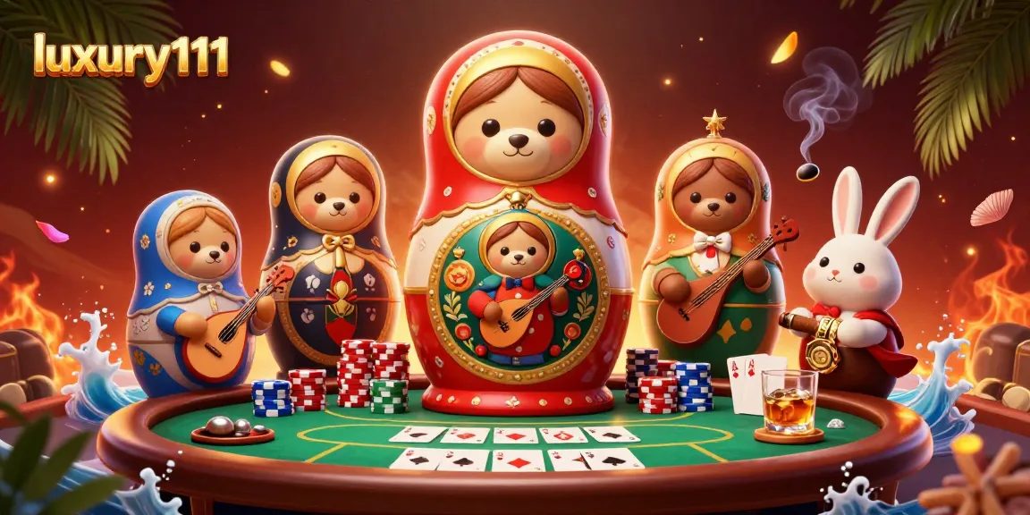Experience luxury111 with a vibrant poker scene featuring charming bears and a serenading rabbit.