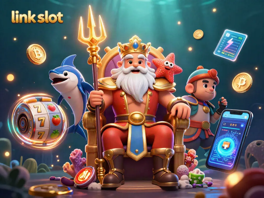 Bermain slot link dengan King Neptune dan slot gacor, simbol keberuntungan dan jackpot menanti.